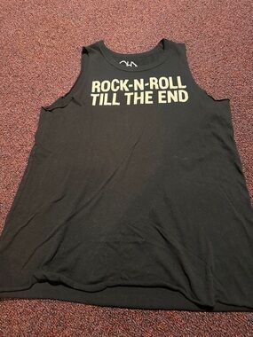 Chaser Black Graphic Muscle Tank with Cream Lettering